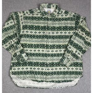 VTG Alaska 1959 Flannel Shirt Mens 2XL Green Fair Isle Button Up Casual Winter